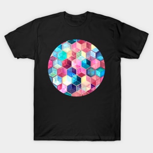 Topaz & Ruby Crystal Honeycomb Cubes T-Shirt